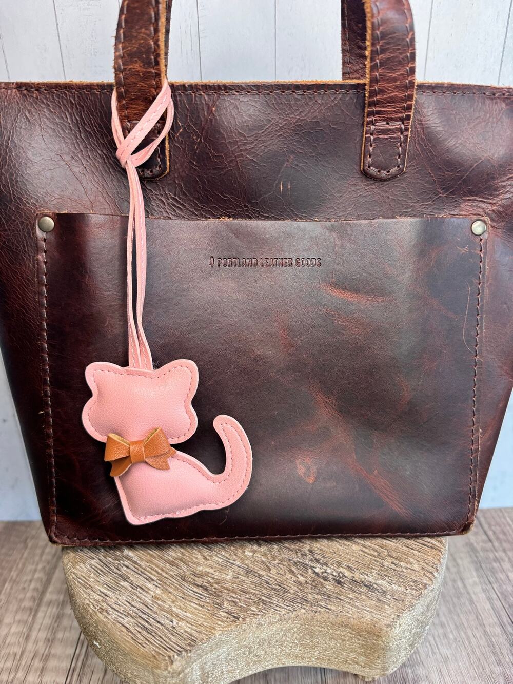 Pink Kitty Cat Keychain Purse Charm Boho Pink Keychain Kitten Bag Charm